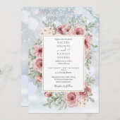 Floral Dusty Rose Gold Winter Wedding Einladung (Vorne/Hinten)