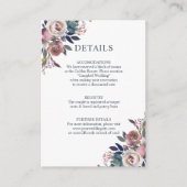 Floral Dusty Rose Mauve Navy Blue QR-Code Begleitkarte (Vorderseite)