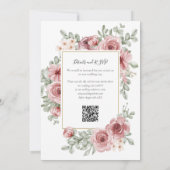 Floral Dusty Rose QR Code Hochzeit Einladung (Rückseite)