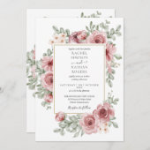 Floral Dusty Rose QR Code Hochzeit Einladung (Vorne/Hinten)