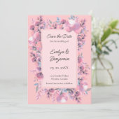 Floral Dusty Rose Save The Date (Stehend Vorderseite)