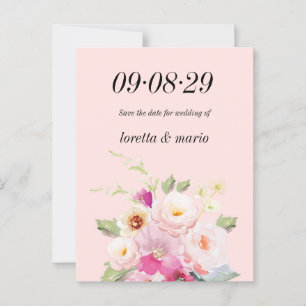 Floral Dusty Rose Save the Date Einladung Postkarte