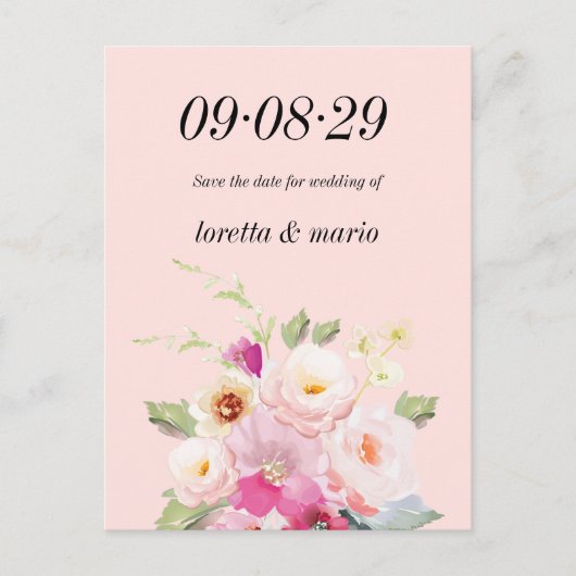 Floral Dusty Rose Save the Date Einladung Postkarte (Vorderseite)