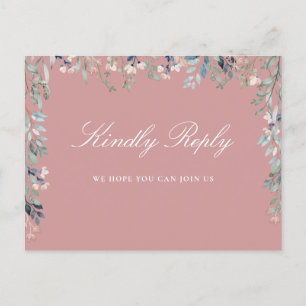 Floral Dusty Rose Song-Anfrage RSVP Postkarte