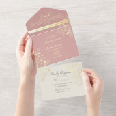 Floral Dusty Rose Wedding All In One Einladung (Abreißen)