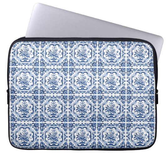 Floral Dutch Tiles Muster Laptopschutzhülle (Vorderseite)