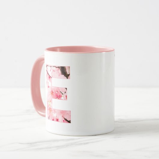 Floral E Initial Mug | Personalized Name & Traits Tasse (Vorderseite Links)