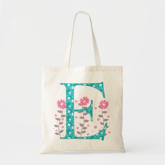 Floral 'E' Monogramm Totbeutel Tragetasche (Vorne)
