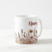 Floral Earth Tones NANNY PERSONALIZE Design Tasse (VorderseiteRechts)