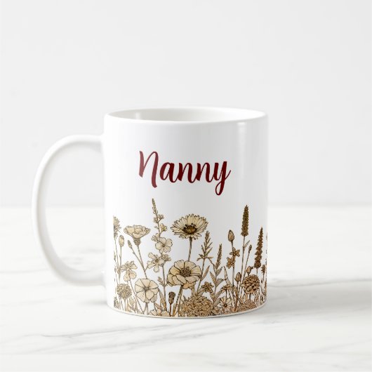 Floral Earth Tones NANNY PERSONALIZE Design Tasse (Links)