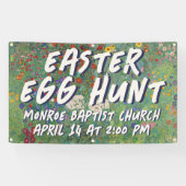 Floral Easter Egg Hunt Banner with Painted Flowers (Horizontal)