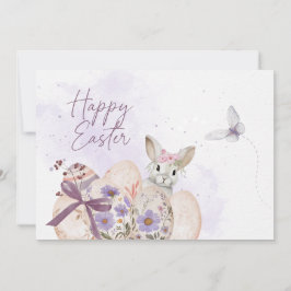 Floral Easter Eggs & Easter Bunny Card Einladung