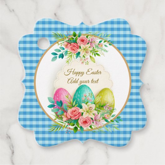 Floral Easter Eggs & Spring Roses Personalized Geschenkanhänger (Vorderseite)