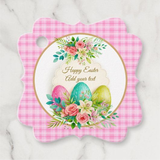 Floral Easter Eggs & Spring Roses Personalized Geschenkanhänger (Vorderseite)