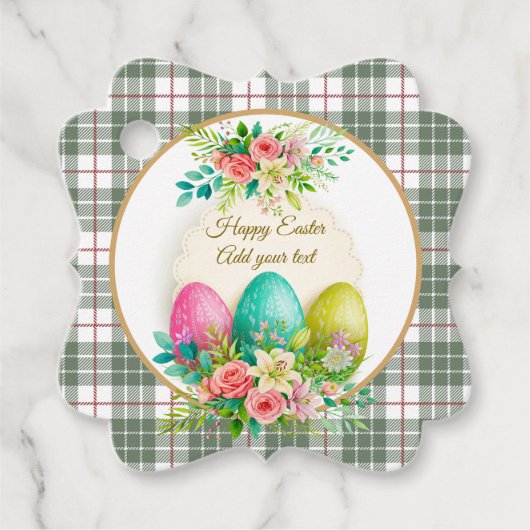 Floral Easter Eggs & Spring Roses Personalized Geschenkanhänger (Vorderseite)