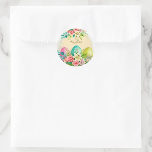Floral Easter Eggs & Spring Roses Personalized Runder Aufkleber (Tasche)