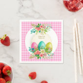 Floral Easter Eggs & Watercolor Pink Roses Serviette (Beispiel)