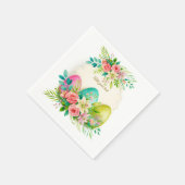 Floral Easter Eggs & Watercolor Pink Roses Serviette (Ecke)