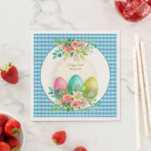 Floral Easter Eggs & Watercolor Pink Roses Serviette (Beispiel)