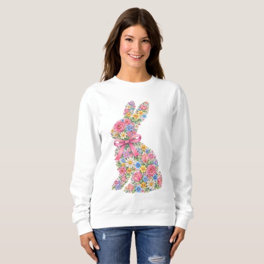 Floral Easter Rabbit  Sweatshirt (Vorne ganz)