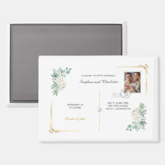 Floral editable Save the Date magnet (Vorderseite/Rückseite)