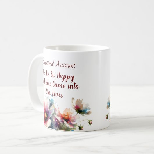  Floral Educational Assistant Pink  Personalize Kaffeetasse (Vorderseite Links)