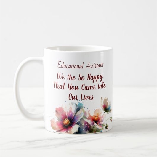  Floral Educational Assistant Pink  Personalize Kaffeetasse (Links)