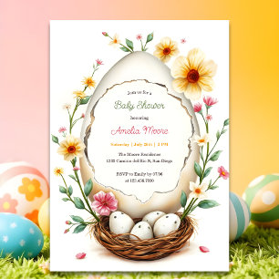 Floral Egg Nest Thema Ostern Baby Dusche Einladung