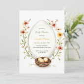 Floral Egg Osterbaby Dusche Einladung (Stehend Vorderseite)