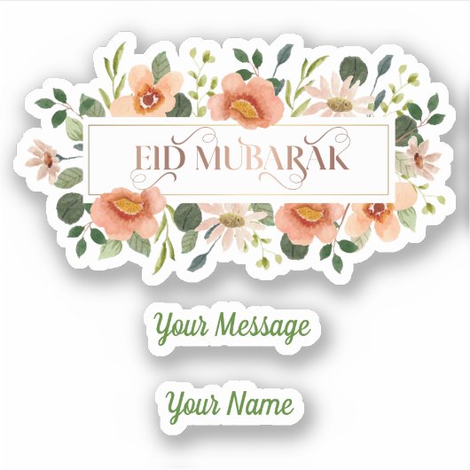 Floral Eid Mubarak Aufkleber (Vorderseite)