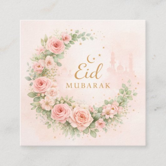 Floral Eid Mubarak – Blush Pink Islamic Gift f Begleitkarte (Vorderseite)