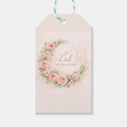 Floral Eid Mubarak – Blush Pink Islamic Gift f Geschenkanhänger (Vorderseite)