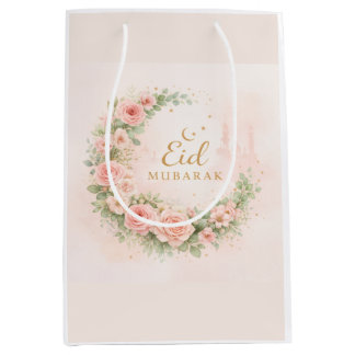 Floral Eid Mubarak – Blush Pink Islamic Gift f Mittlere Geschenktüte