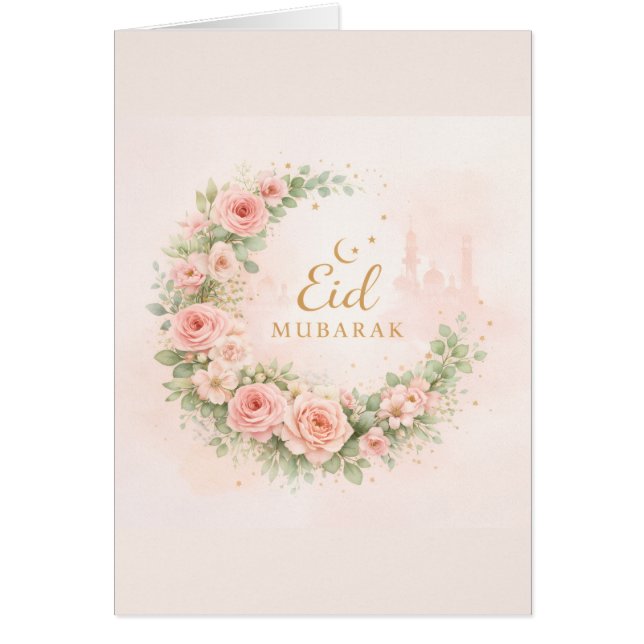 Floral Eid Mubarak – Blush Pink Islamisches Gesche (Vorne)