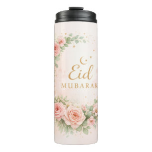 Floral Eid Mubarak – Blush Pink Islamisches Gesche Thermosbecher