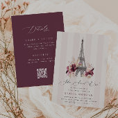 Floral Eiffel Tower Double Sided Bridal Shower Einladung