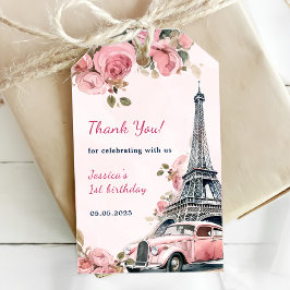 Floral Eiffelturm Paris 1. Geburtstag Party Geschenkanhänger