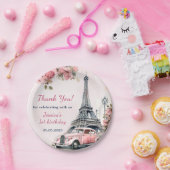 Floral Eiffelturm Paris 1. Geburtstag Party Pappteller (Party)