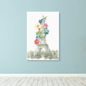 Floral Eiffelturm | Paris, Frankreich Leinwanddruck (Insitu (Holzboden))
