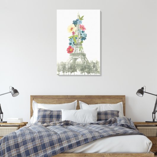 Floral Eiffelturm | Paris, Frankreich Leinwanddruck (Insitu (Schlafzimmer))