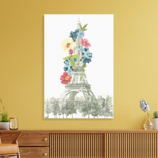 Floral Eiffelturm | Paris, Frankreich Leinwanddruck (Insitu (Wohnzimmer))