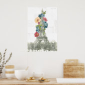 Floral Eiffelturm | Paris, Frankreich Poster (Küche)