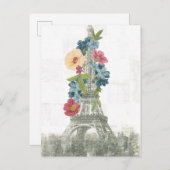 Floral Eiffelturm | Paris, Frankreich Postkarte (Vorne/Hinten)