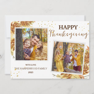 Floral Einfach Moderner Erntedank Familie 2 Foto Feiertagskarte