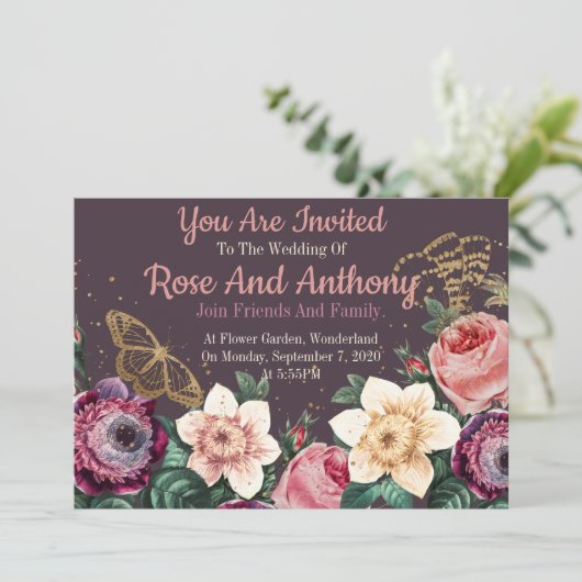 floral einladung (Stehend Vorderseite)