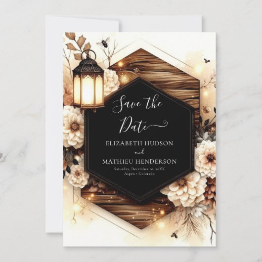 Floral Einzigartige Rustikale Hochzeit Save The Date (Vorderseite)