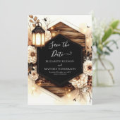 Floral Einzigartige Rustikale Hochzeit Save The Date (Stehend Vorderseite)