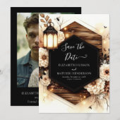Floral Einzigartige Rustikale Hochzeit Save The Date (Vorne/Hinten)