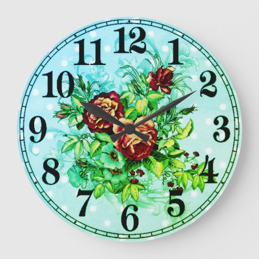 Floral Elegance 10.75" Round Acrylic Wall Clock Große Wanduhr (Vorderseite)