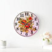 Floral Elegance 10.75" Round Acrylic Wall Clock Große Wanduhr (Zuhause)